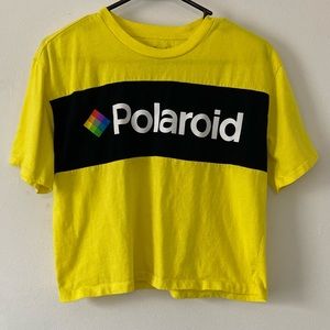 Polaroid Spell Out Yellow Crop Top
